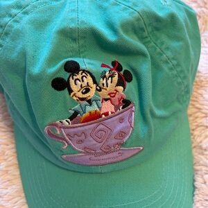 Disney Teal Baseball Cap with Mickey & Minnie Teacup Embroidery